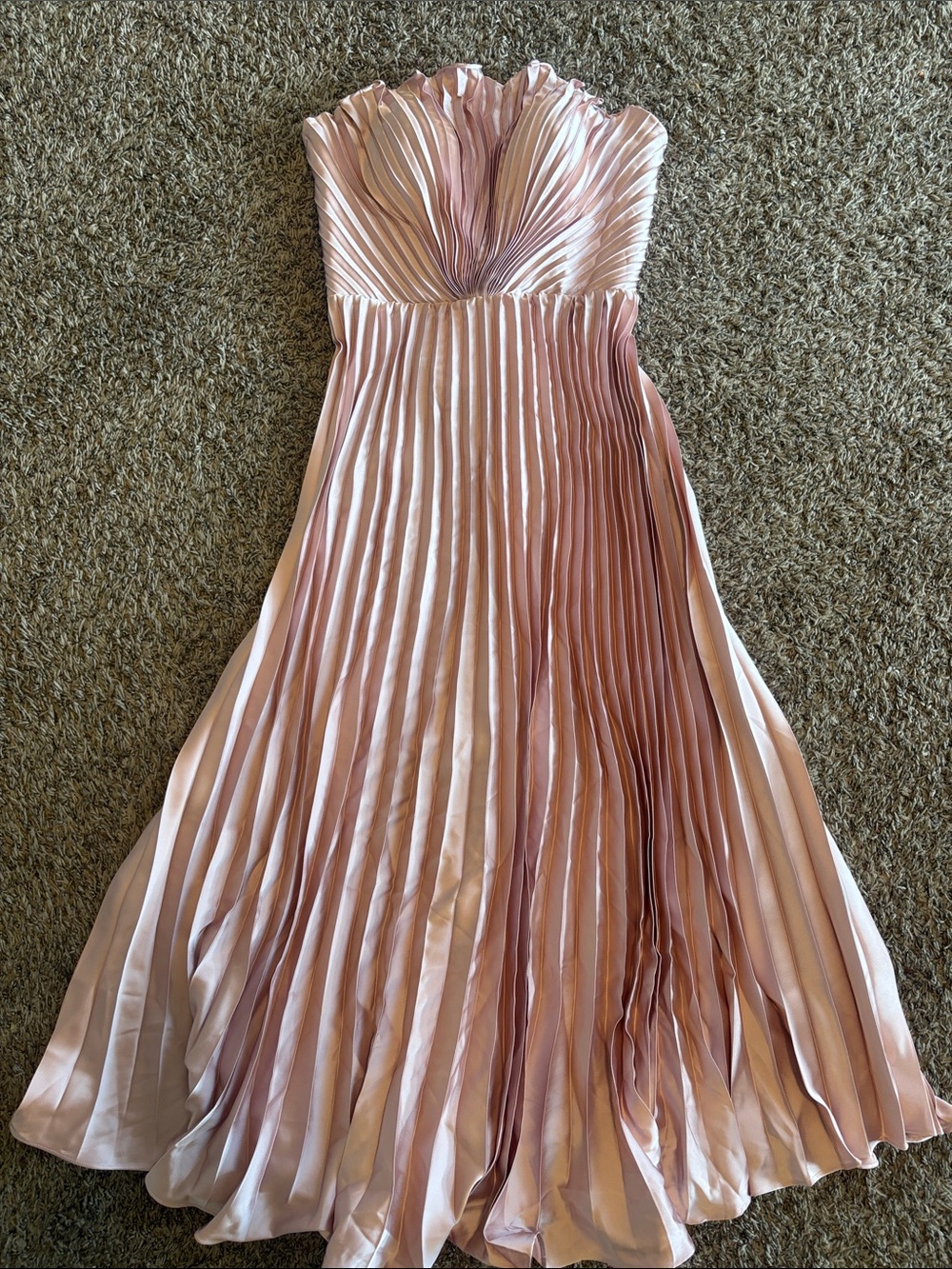 Strapless Pleated Pink Evening Dress
